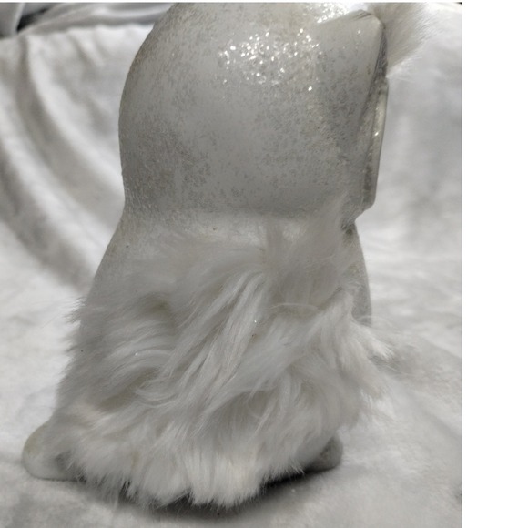 White Winter Owl Figurine with Faux Fur Wings Farmhouse Woodland Decor - Picture 6 of 10